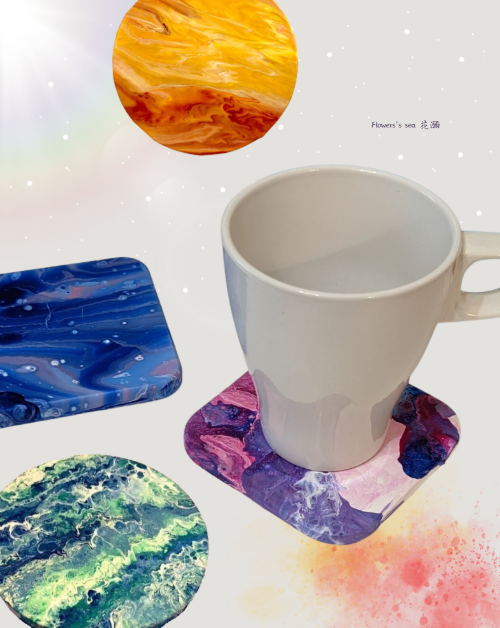 流體畫 - 杯墊彩繪課程