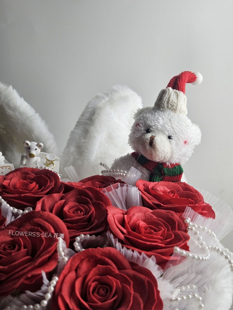 【 香皂花 】聖誕毛絨兔