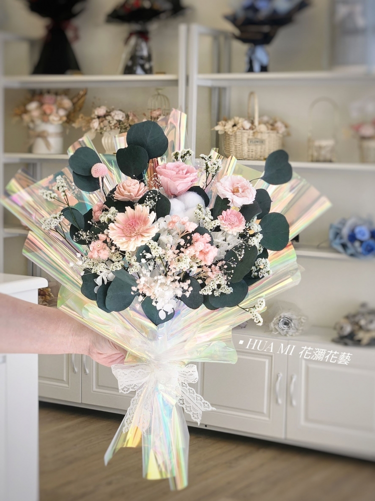 【 夢幻玻璃紙 】進口不凋玫瑰