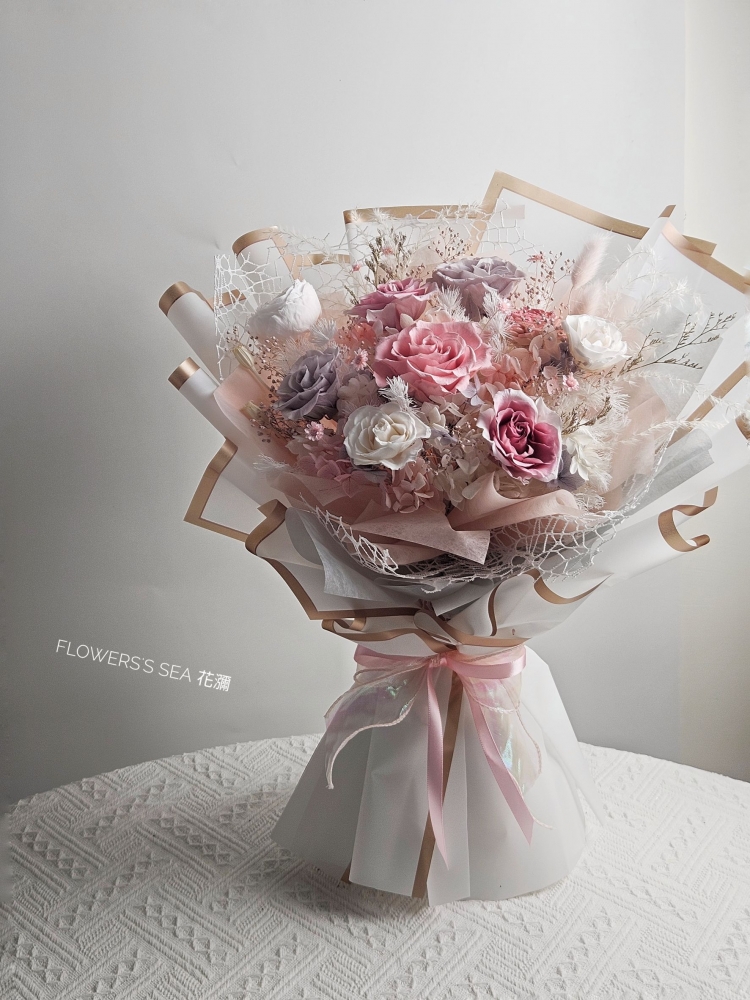 【進口永生玫瑰】跳色花束