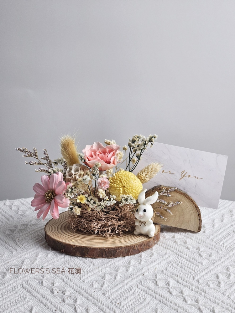 【木片花藝】小兔名片