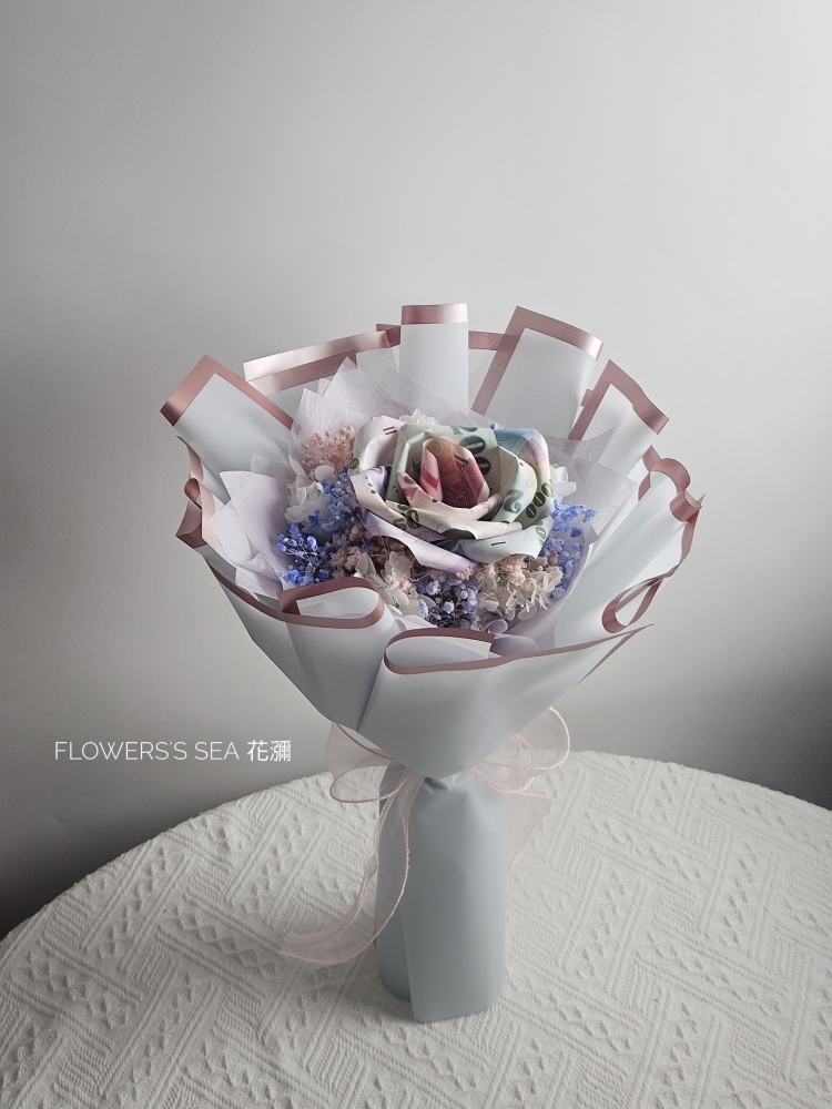 【 玫瑰 】五色鈔花束