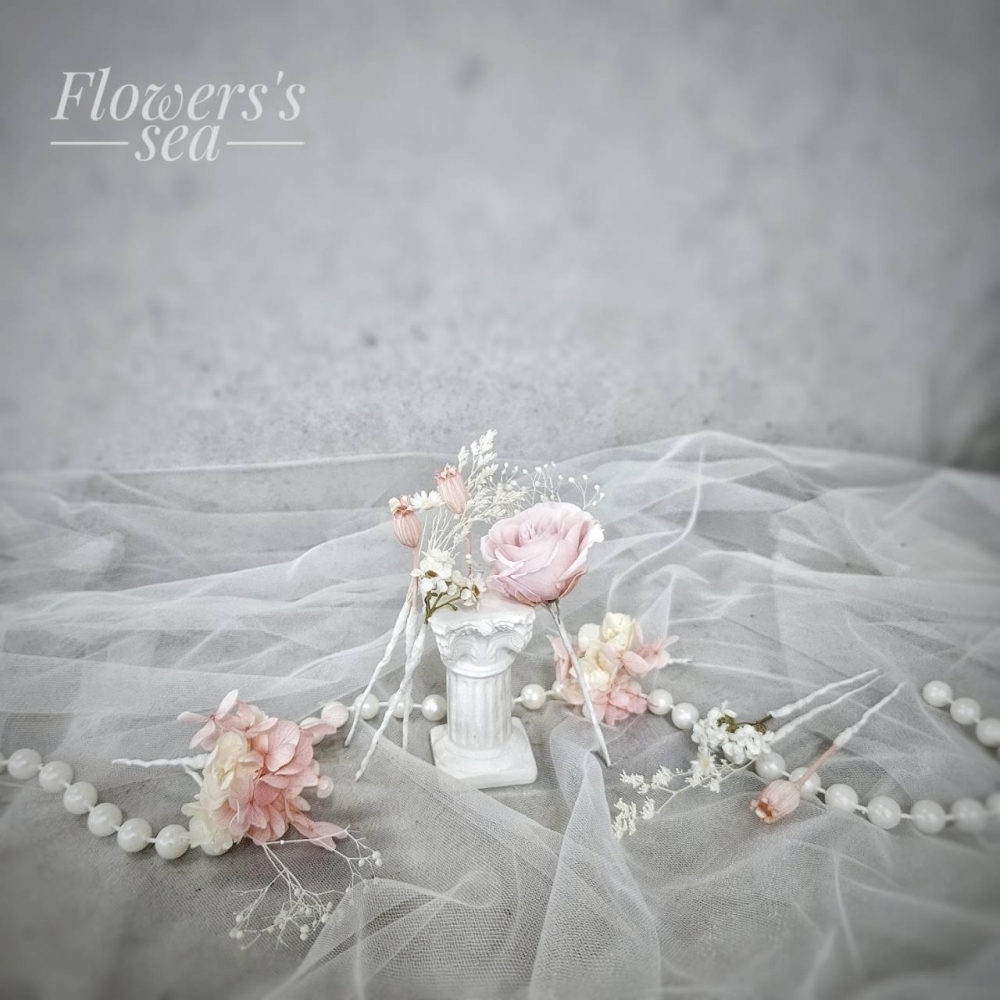 【花藝髮飾】玫瑰花+乾燥花