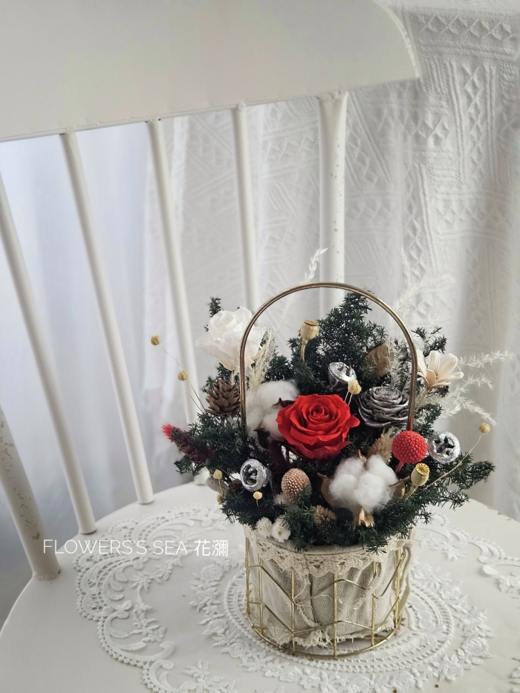 【 花籃DIY 】聖誕花籃