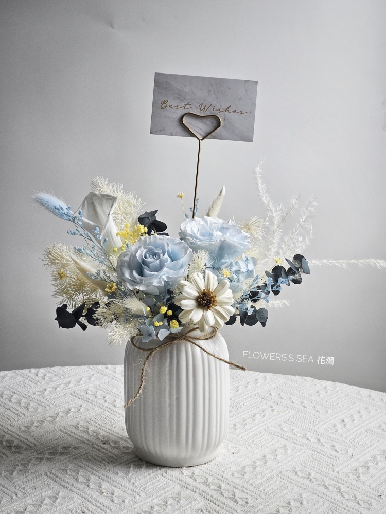 【牛奶桌花】湖水藍