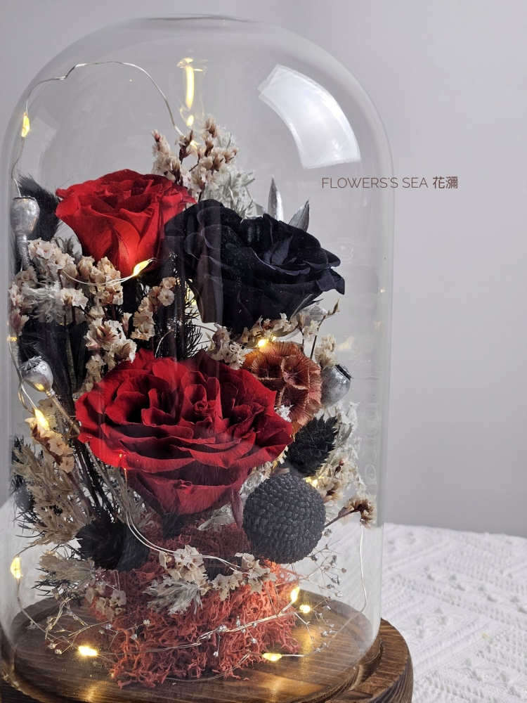 經典黑紅 - 橢圓玻璃