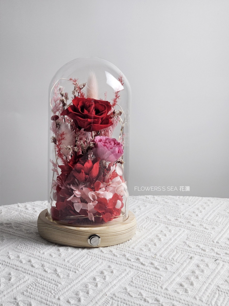 New按鈕式 - 玻璃花盅 漸層桃紅