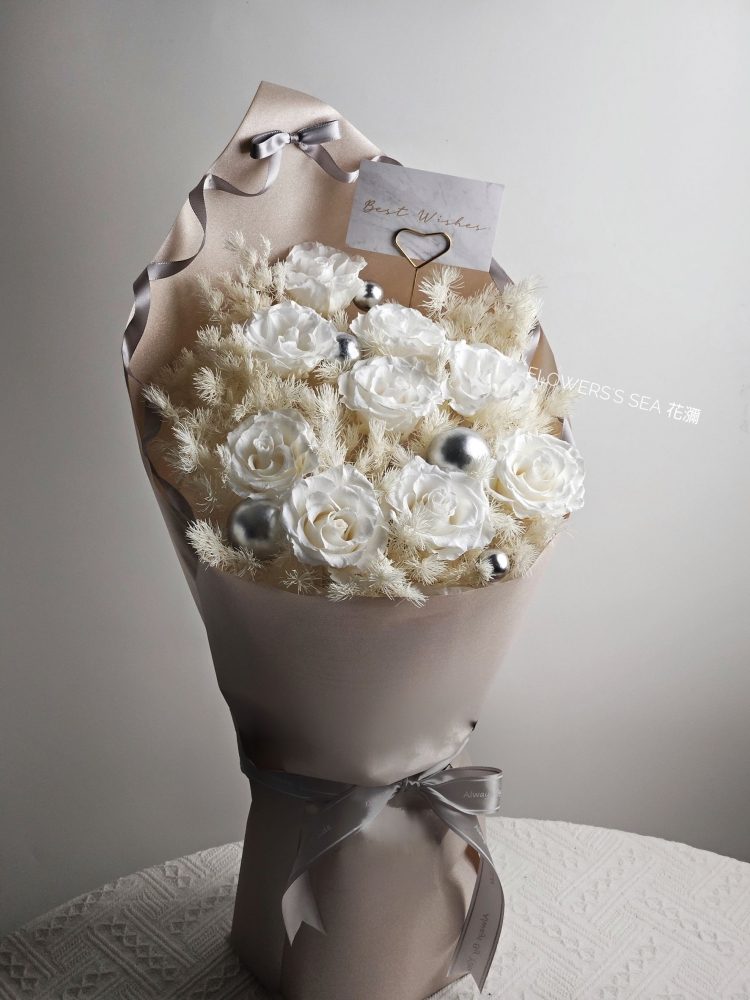 【 珠光玫瑰花束 】白