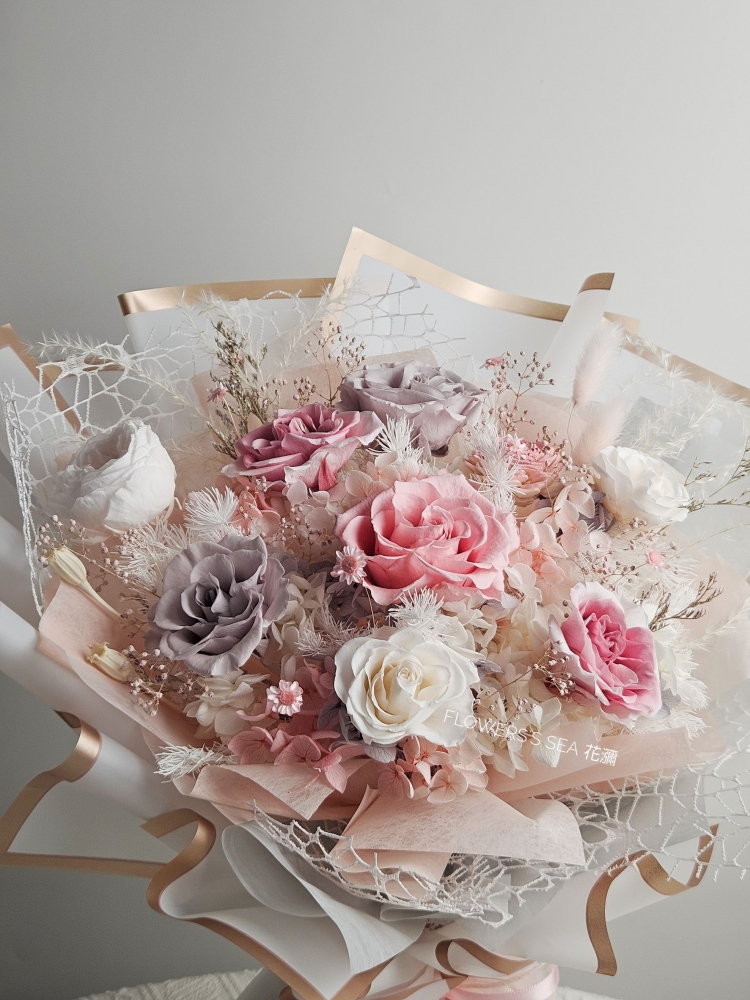 【進口永生玫瑰】跳色花束