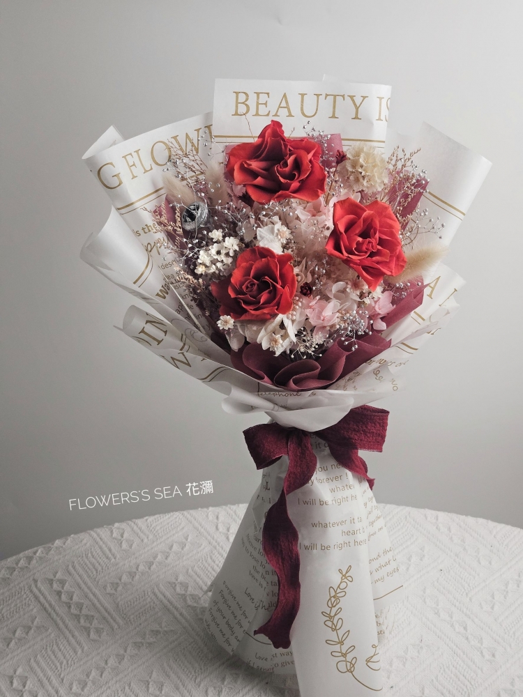 【 不凋玫瑰 】紅白跳色