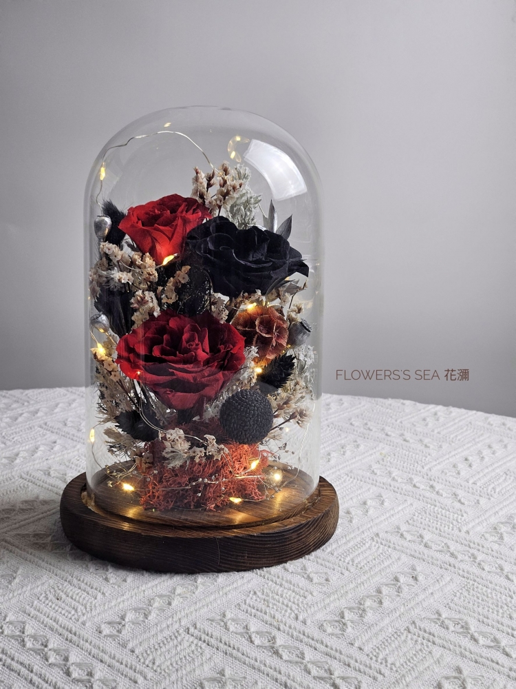 經典黑紅 - 橢圓玻璃