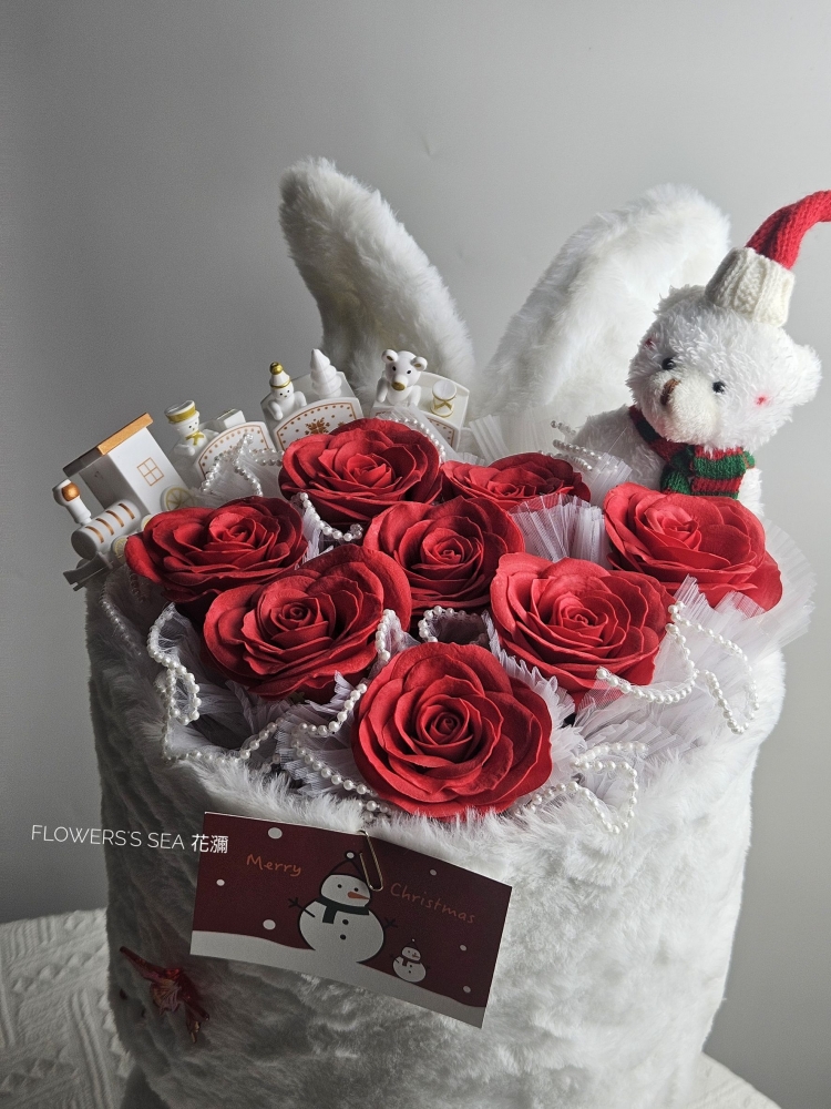 【 香皂花 】聖誕毛絨兔