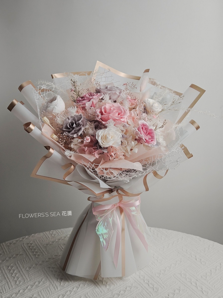 【進口永生玫瑰】跳色花束