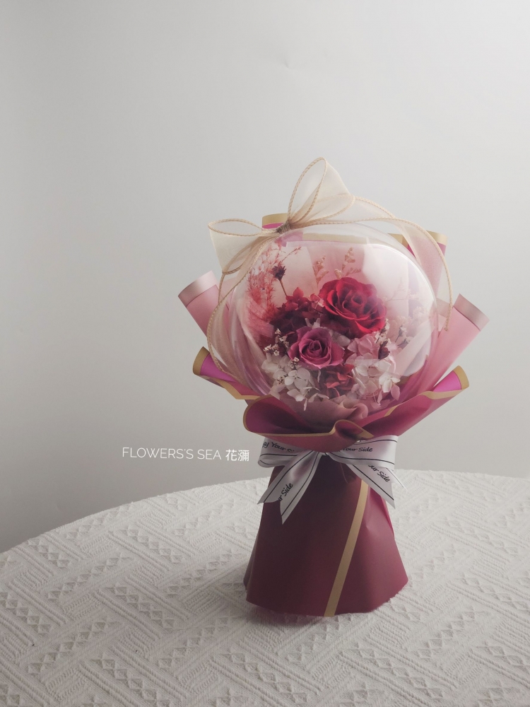 【波波球】漸層桃紅