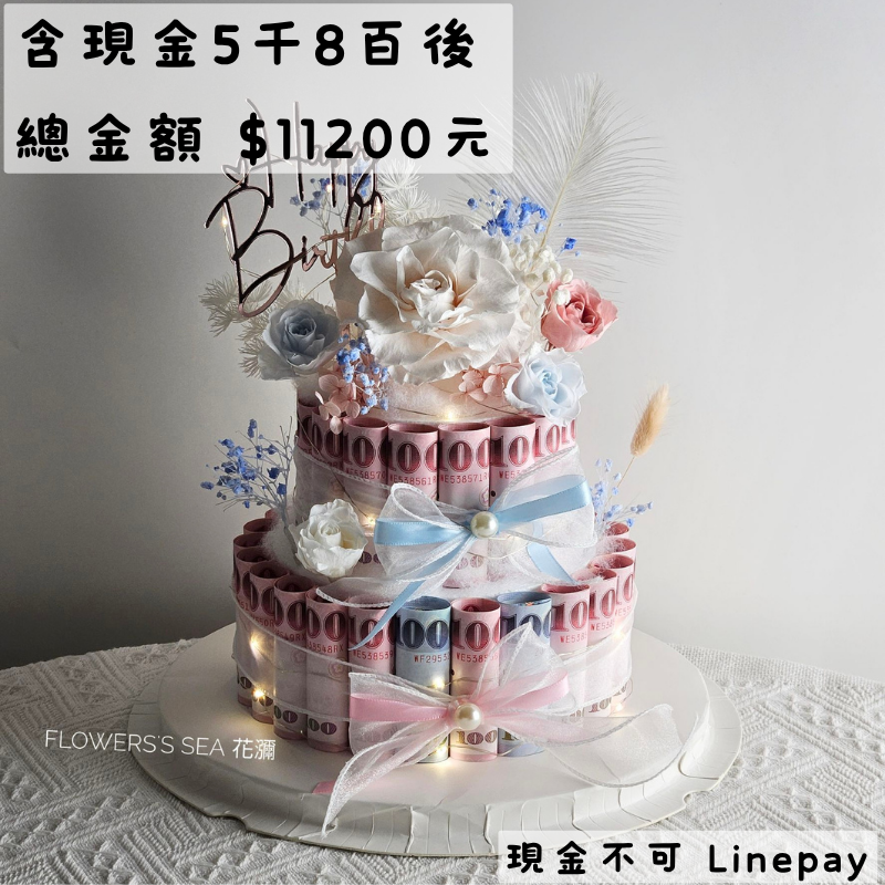 【6～8吋 - 雙層】粉藍玫瑰