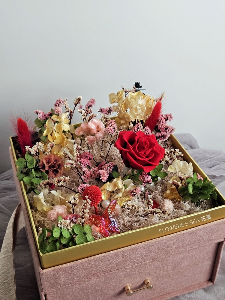 【 驚喜禮盒 】壓克力永生花盒.